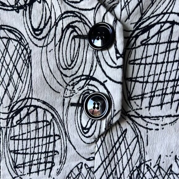 Pamela Milano Dress Women XS Geometric Beige Black Fit & Flare Made in Italy EUC - Picture 5 of 14